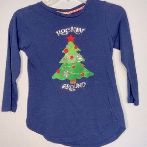 Blue Christmas shirt with Christmas tree